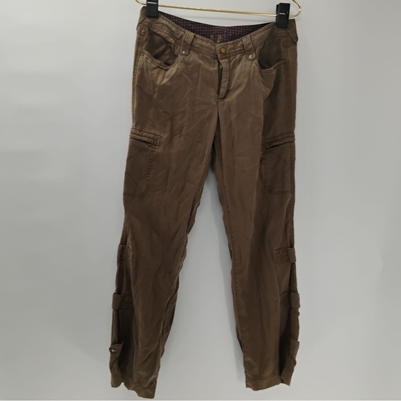Athleta Skinny Cargo pants brown streetwear grunge retro lagenlook hipster boho - Picture 1 of 13